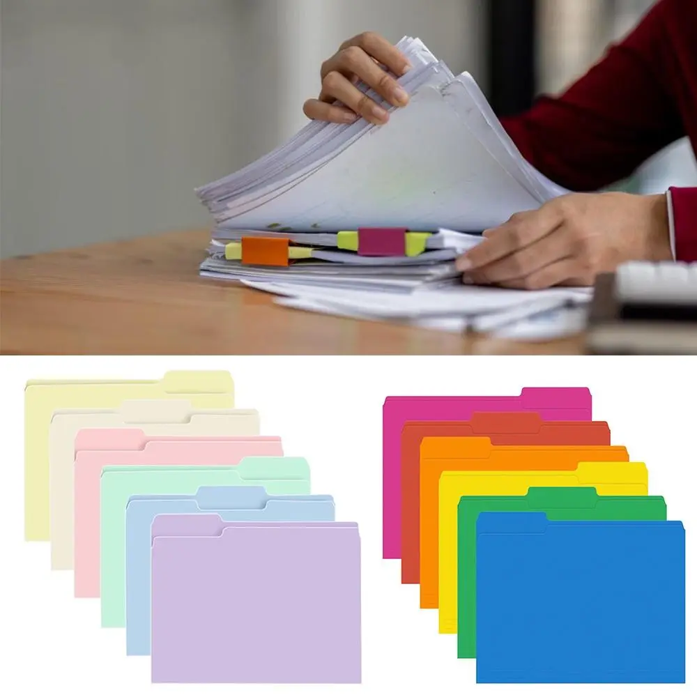 

6PCS/Set PP A4 File Folder with Category Index Stickers Colored Manila Folder Multifunctional Archive File Organizer