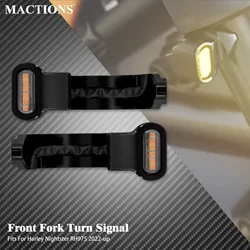 Motorcycle LED Indicator Lights Front Fork Shock Absorbers Amber Lamp E-Mark For Harley Sportster Nightster 975 RH975 2022-2024
