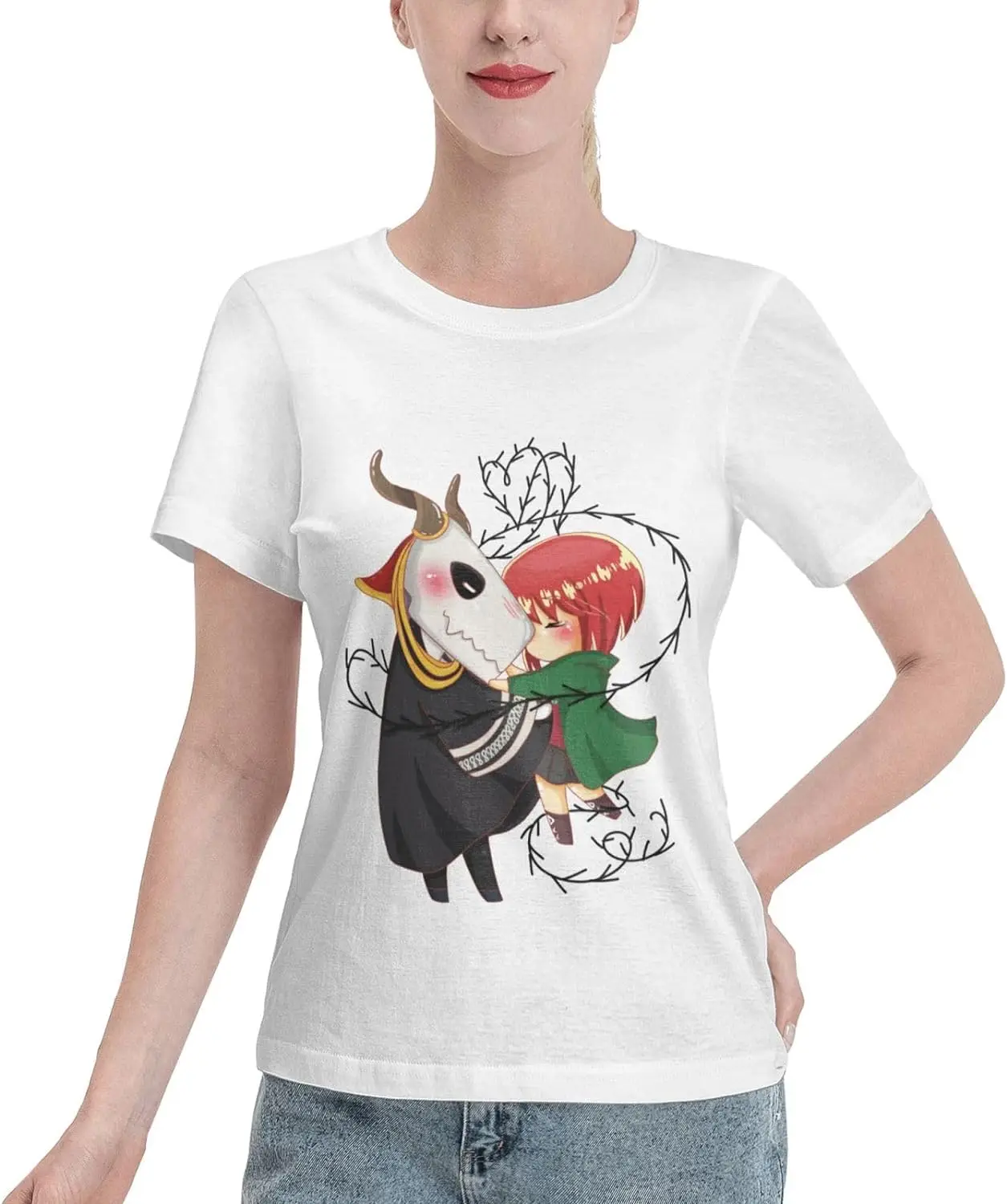 

Anime T Shirt Womens Summer Cotton Tee Round Neck Tops Casual Short Sleeve Shirts