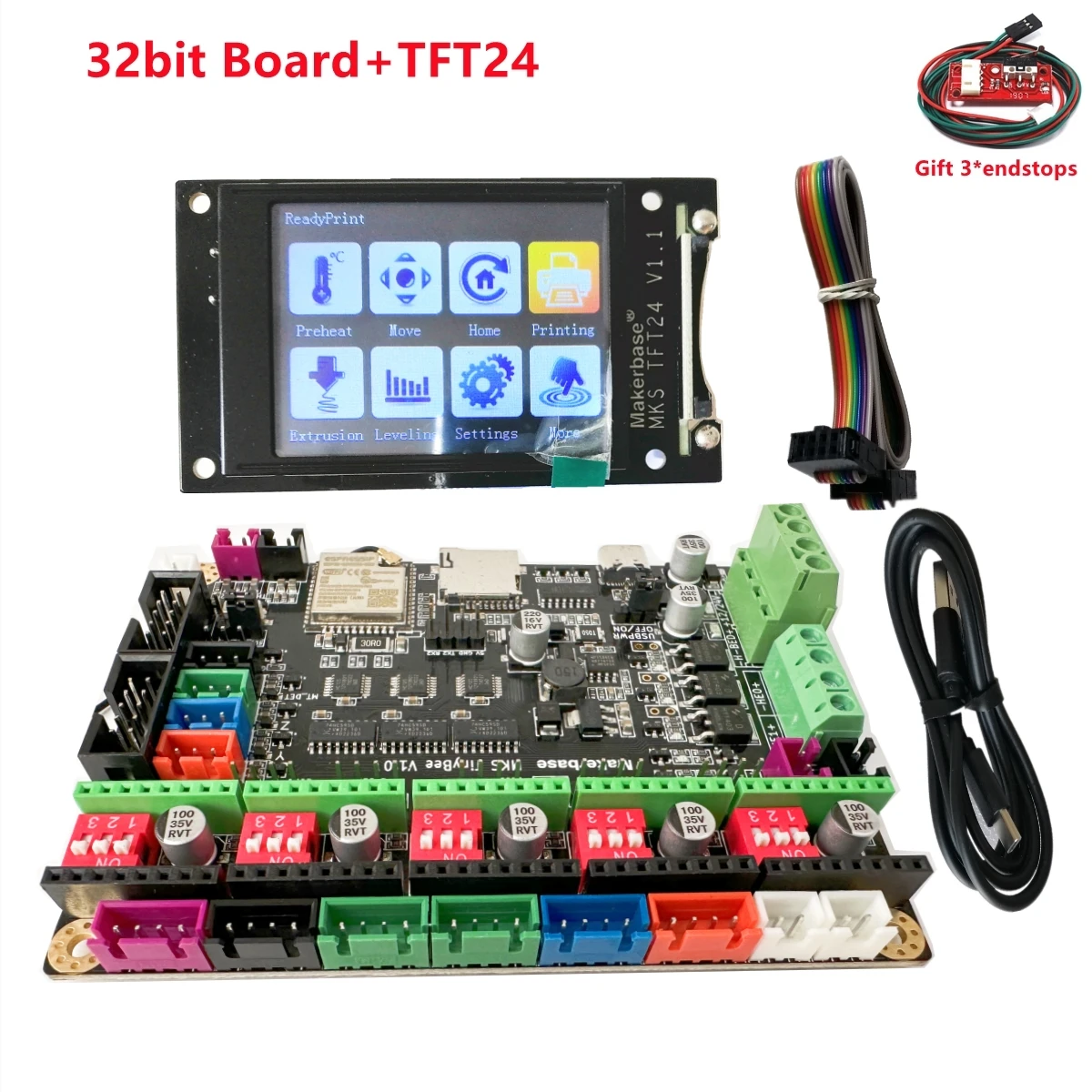 MKS TinyBee v1.0 control card ESP32 wifi MCU 3D printer 32bit board controller TFT24 touch screen 3d printing parts