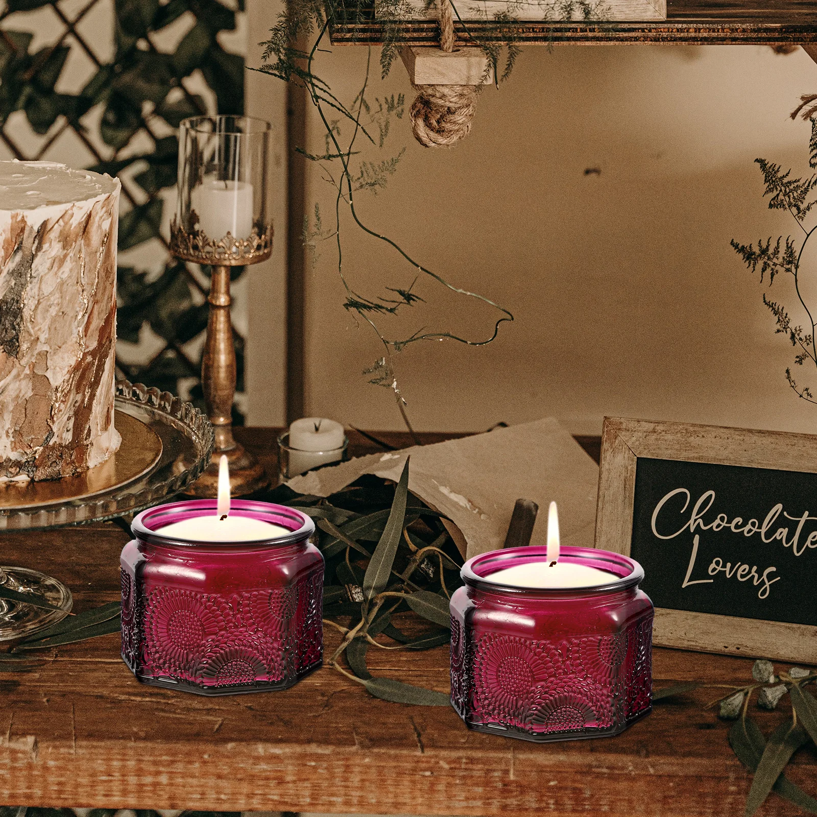 

7 Pcs Candleholders Wax Container Embossed Glass Bottle Empty Candles Jar