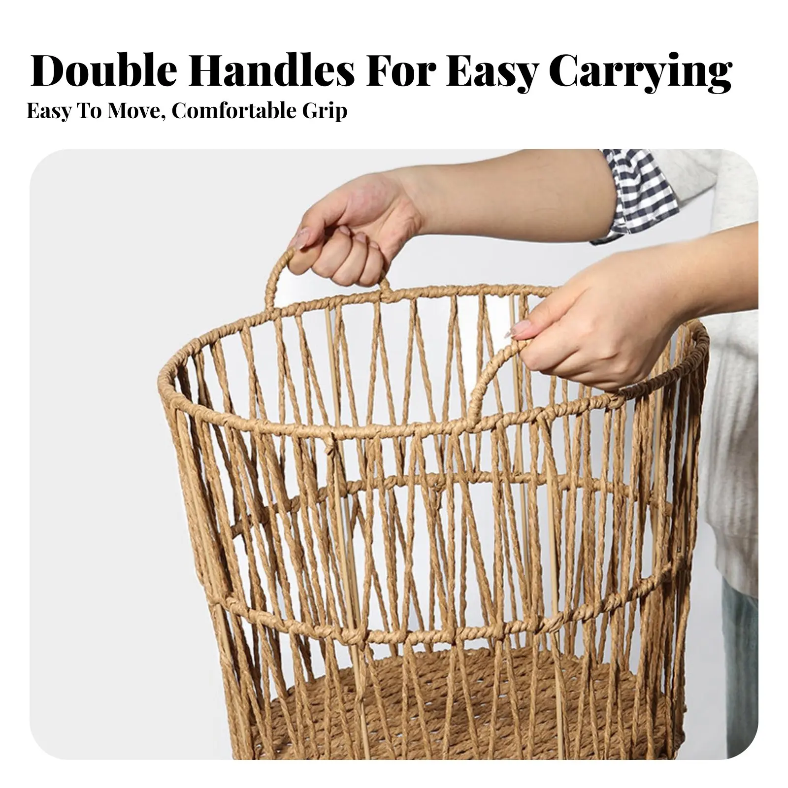 

Woven hamper with Lid French French-inspired aesthetic Laundry Hamper Handwoven Decorative for Families, homeowners, Living Room