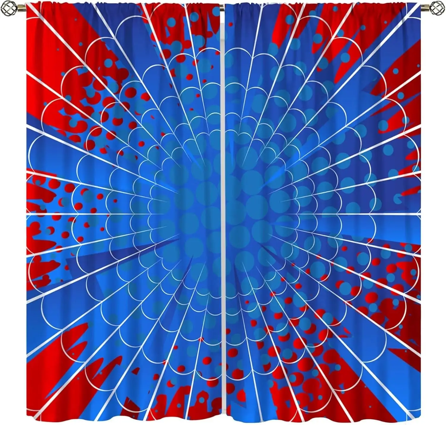 Super Hero Spider Web Curtains Blue Red Boys Youth Children's Curtains for Bedroom Bedroom Living Room Curtains 2 Panels