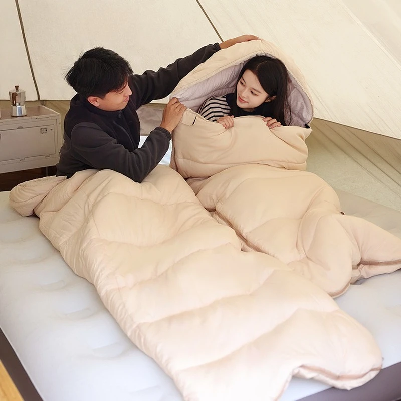 

Outdoor camping winter cold-proof quilt lightweight car single and double thickened sleeping bag