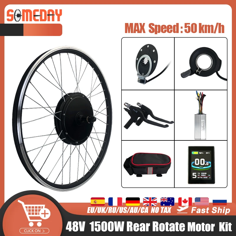 

Electric Bike Conversion Kit 48V 1500W Brushless Gearless Rear Wheel Hub Motor 20 24 26 27.5 28 29 Inch 700C For Ebike Motor Kit