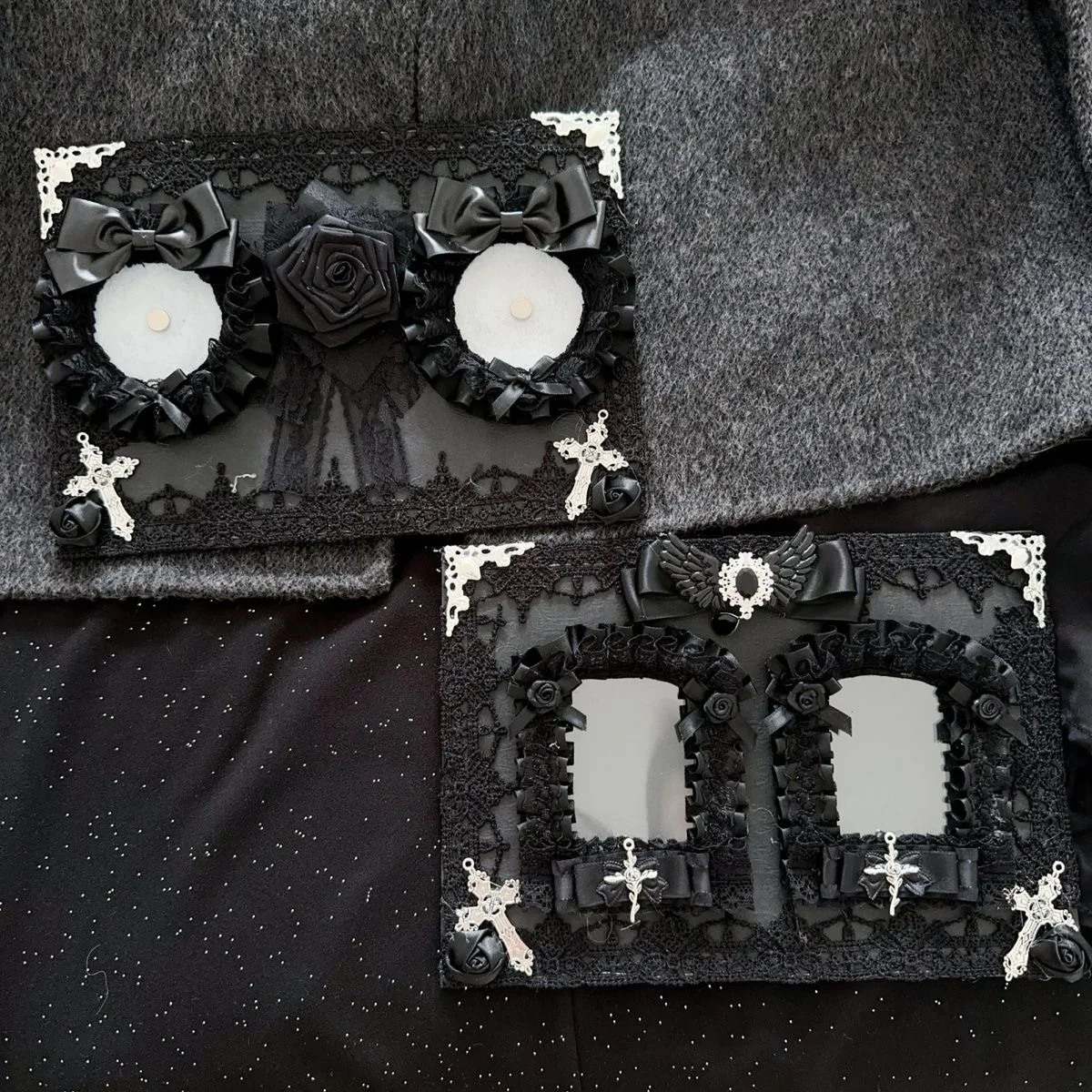 black itabag insert ita board gothic style rose ita bag decoration shoulder itabag accessories idol photo display badge holder
