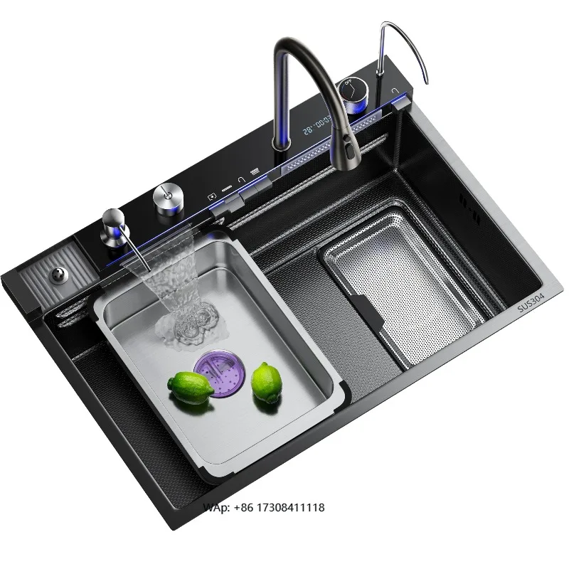 

5 мм утолщенный шлаг, кухонная мойка с водопадом, одинарная раковина, раковина из нержавеющей стали, нержавеющая сталь 304
