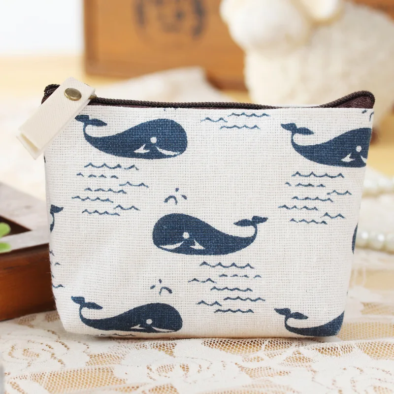 1PC Small And Fresh Retro Zero Wallet Coin Card Bag Simple and Fashionable Canvas Zero Wallet Cartoon Cute Card Bag