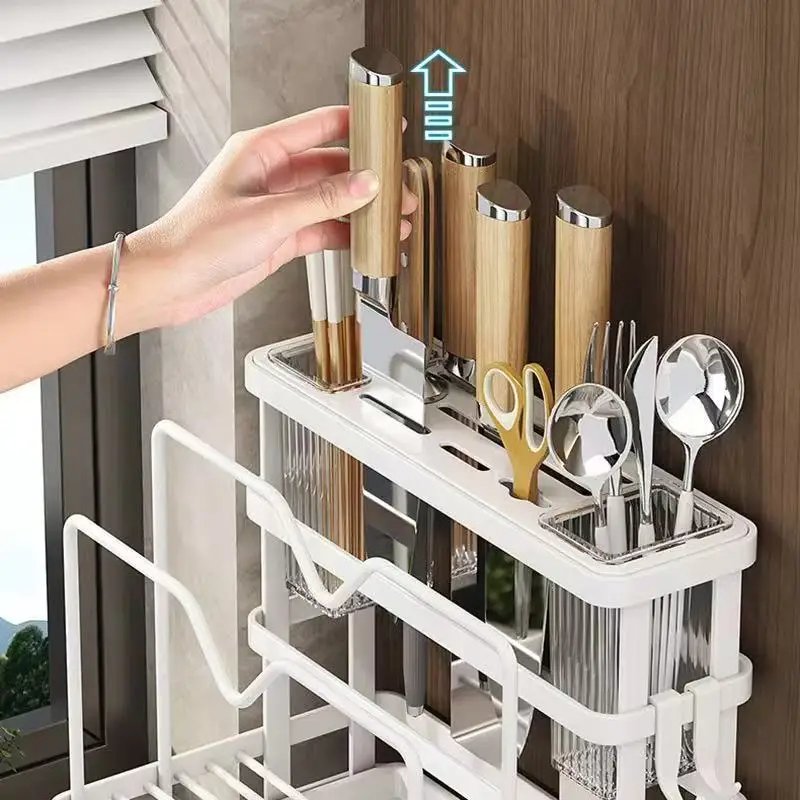 Kitchen Stand Home Utensil Multifunctional Knife Holder Pot Lid Storage Rack Cutlery Holder Counter Cutting Board Rack