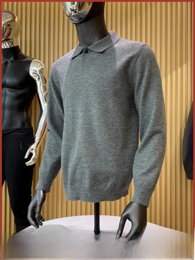 

Вязаный свитер Long Sve с откидным воротником, дышащий, из мягкого полиэстера, нейлона, мужской, модный, универсальный, осенний, с...