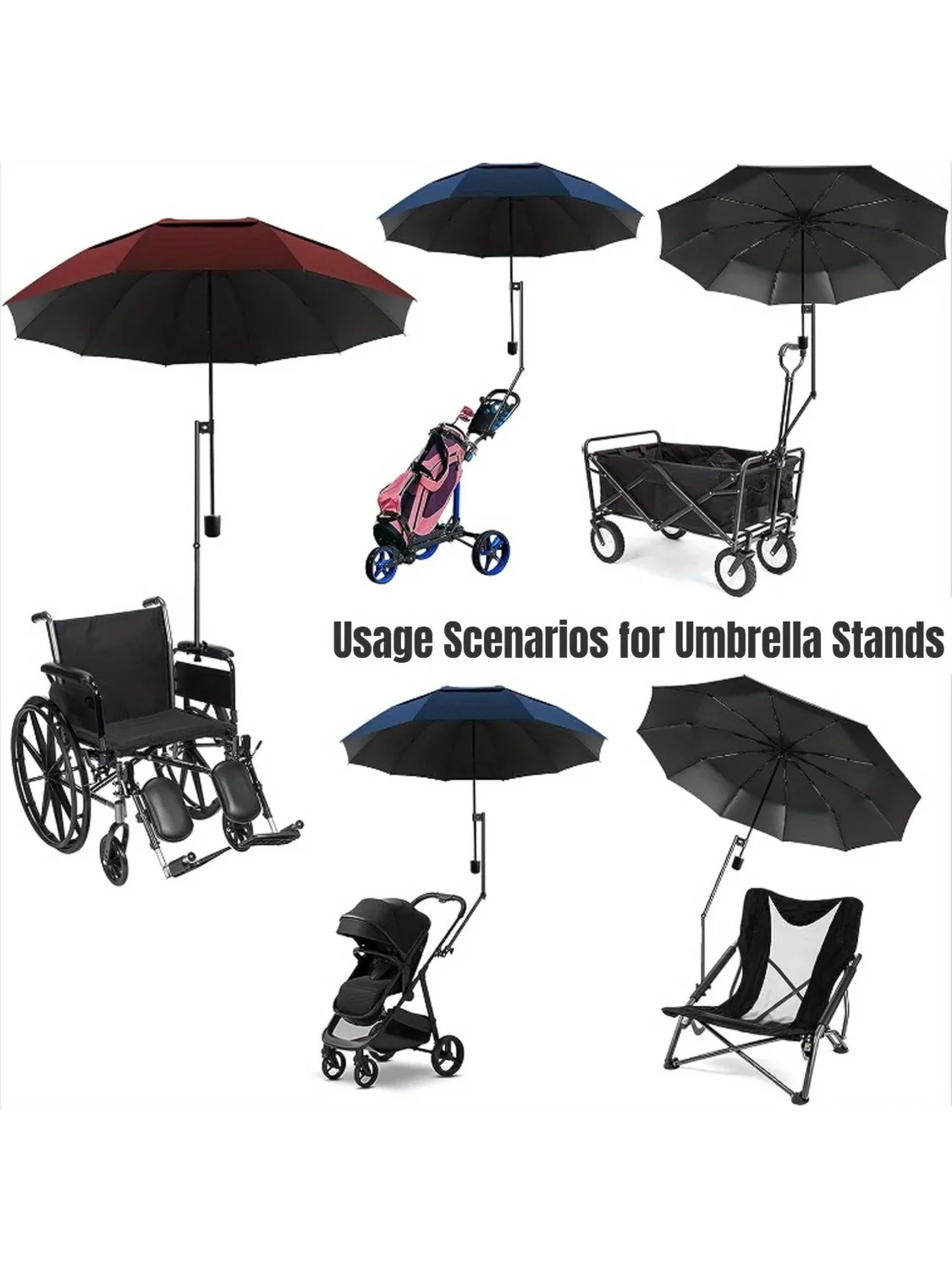 AliExpress NONE 1pc 360 Degree Rotatable Bicycle and Wheelchair Umbrella Stand Adjustable Outdoor Sun Stand Foldable Sun Crown