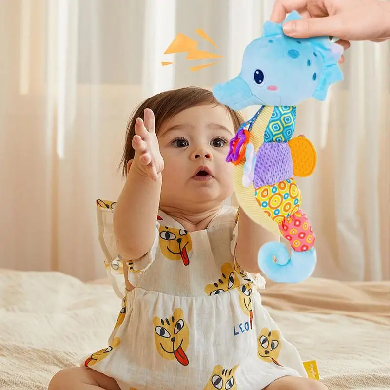 Seahorse Stuffed Animal Toy Seahorse Stuffed Animal Toys With Crinkle And Rattles Soft Sensory Toys Baby Rattles Plush Rings