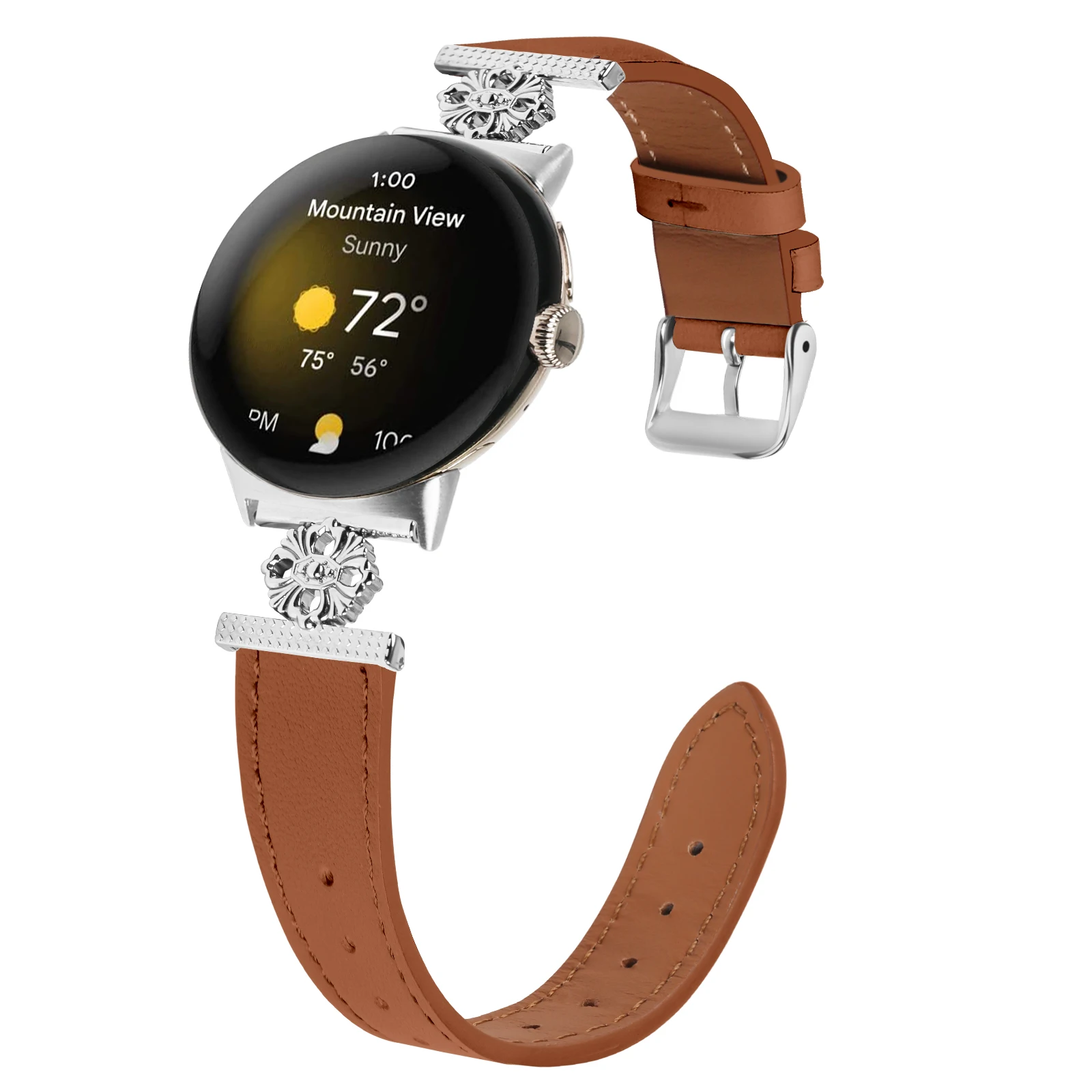 حزام ساعة جلد لجوجل بكسل 2 ، حزام معدني للساعة الذكية ، 4 بتلات