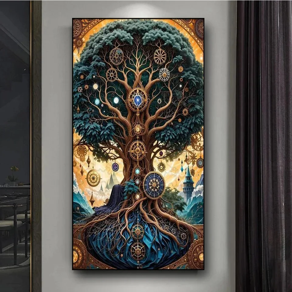 5d DIY Diamond Painting Tree of Life Full Round Diamond Mosaic Embroidery Yggdrasil Tree Psychedelic Landscape New 2024 Y1271