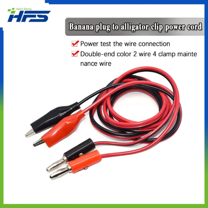 

4mm Double Alligator Clip to Banana Connector Oscilloscope Test Probe Cable 1m 3ft Black Red