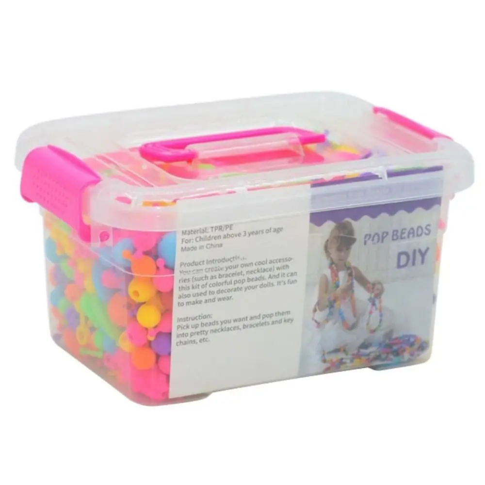 200 Uds Kit de joyería DIY cuentas Pop cuentas a presión cuentas sin cable princesa DIY Pop Bead partículas grandes coloridas cuentas Pop-Arty