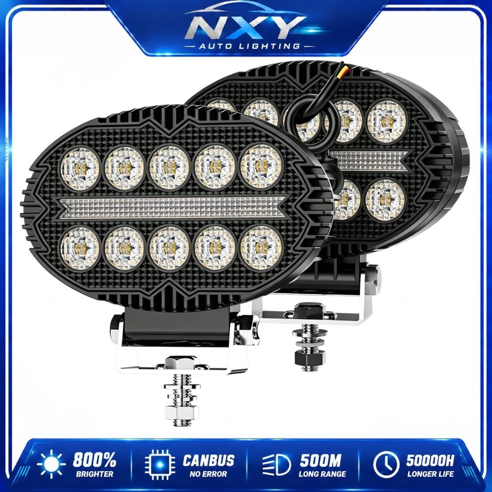 NXY 5.5 Inch Oval LED Work Light Black Edition Car Auxiliary Driving Lamp with a DRL Daytime Running Light Off Road Modification