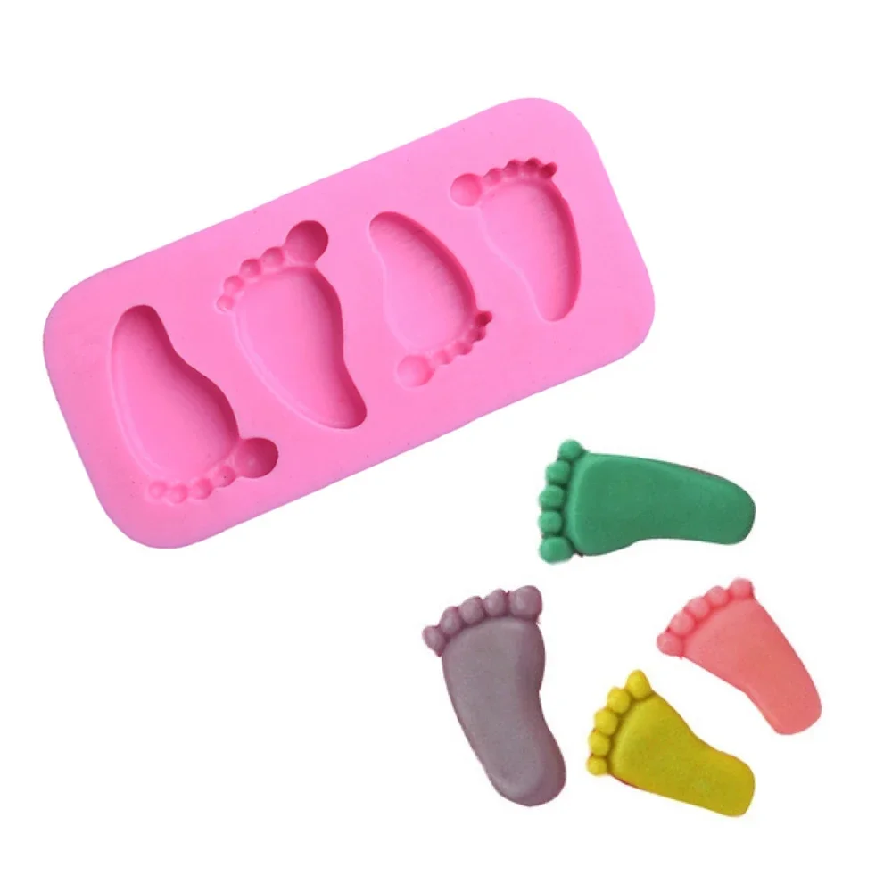 3D różowe stopy dziecka silikonowe formy na świece estetyczne Kawaii formy czekoladowe kremówka ciasto dekorowanie narzędzie do pieczenia formy Home Decor — zdjęcie 5