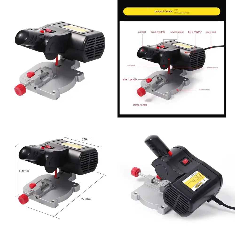 Qwinn 2026-60W Saw for Wood Plastic Metal Power Angle Cutting Hobby Rotary Tool Small Bench Cut Off Saw Electric Mini Miter