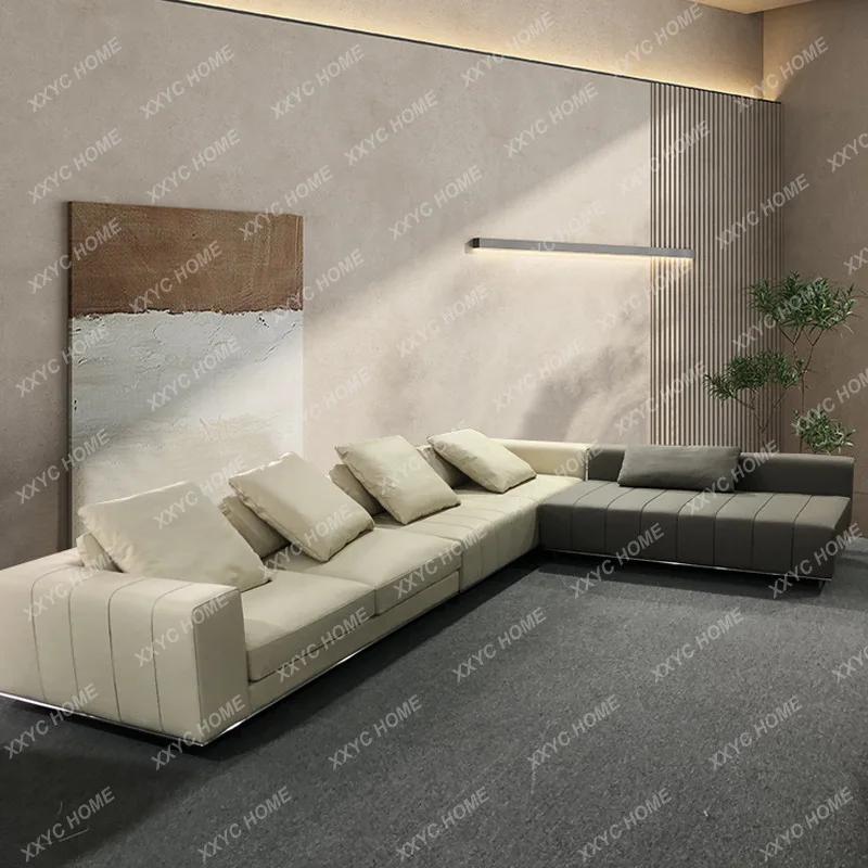 

FF Living room down top layer cowhide combination sofa villa large apartment minimalist furniture
