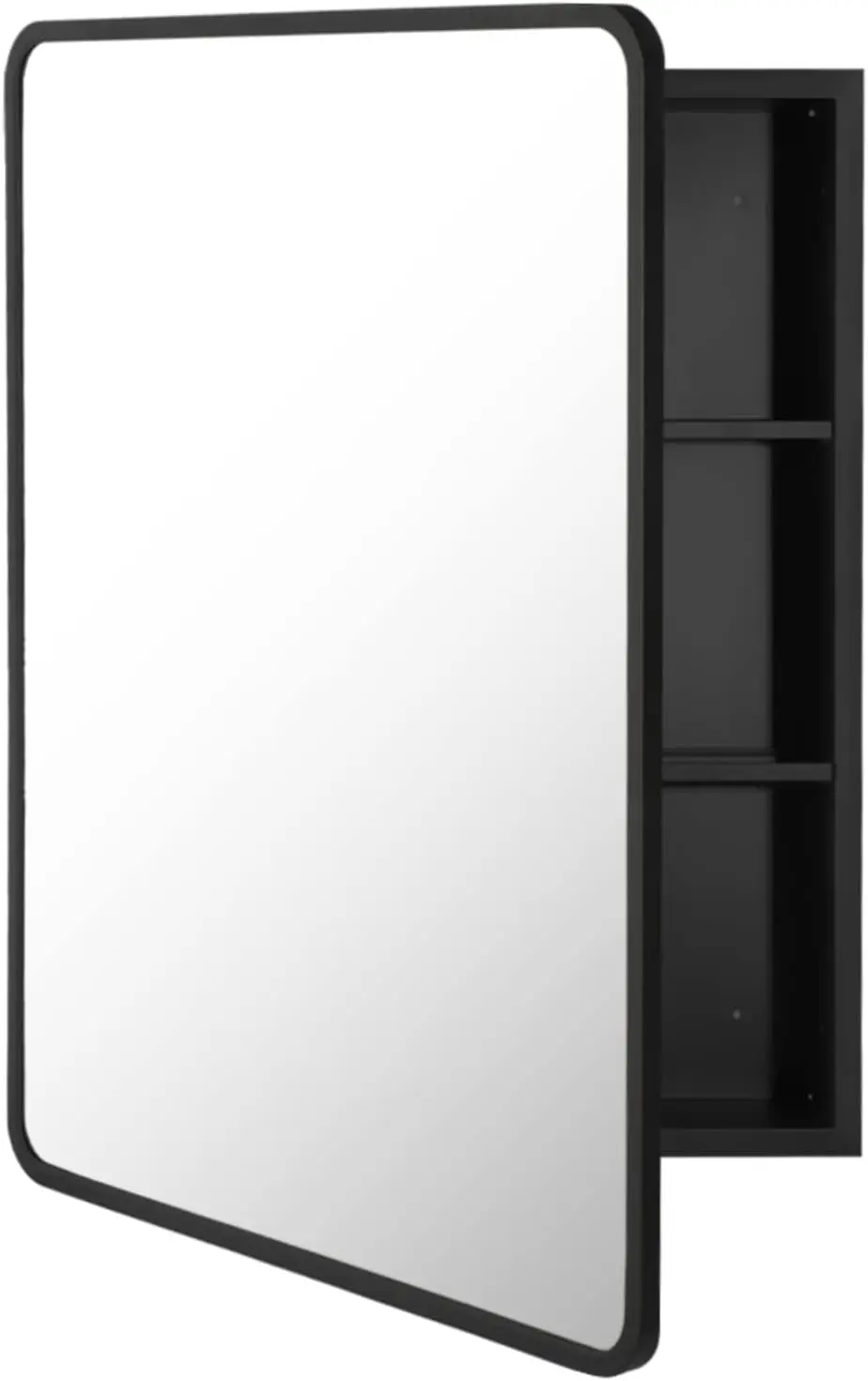 Medicine Cabinet with Mirror 20 Inch x 28 Inch Farmhouse Black Metal Framed Rectangle Bathroom Cabinet Recess or Surface Mount