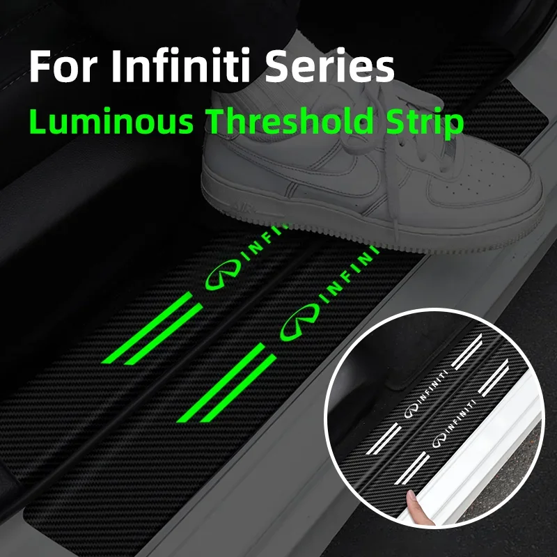 Luminous Car Sticker Door Sill For Infiniti FX35 Q50 Q30 ESQ QX50 QX60 QX70 EX JX35 Auto Trunk Threshold Strip Protect Scratches