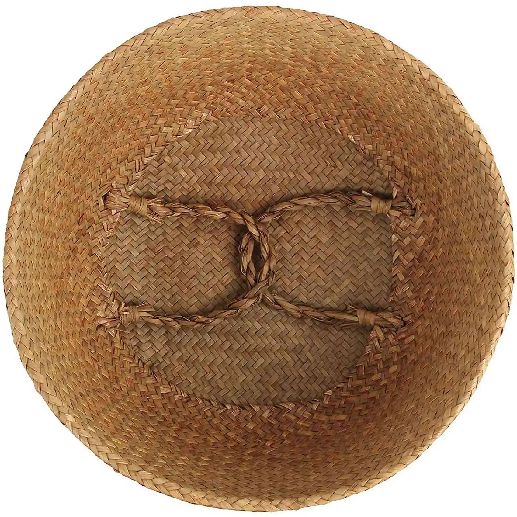 AB46-2X Woven Straw Belly Basket For Storage Plant Pot Basket And Laundry, Picnic And Grocery Basket
