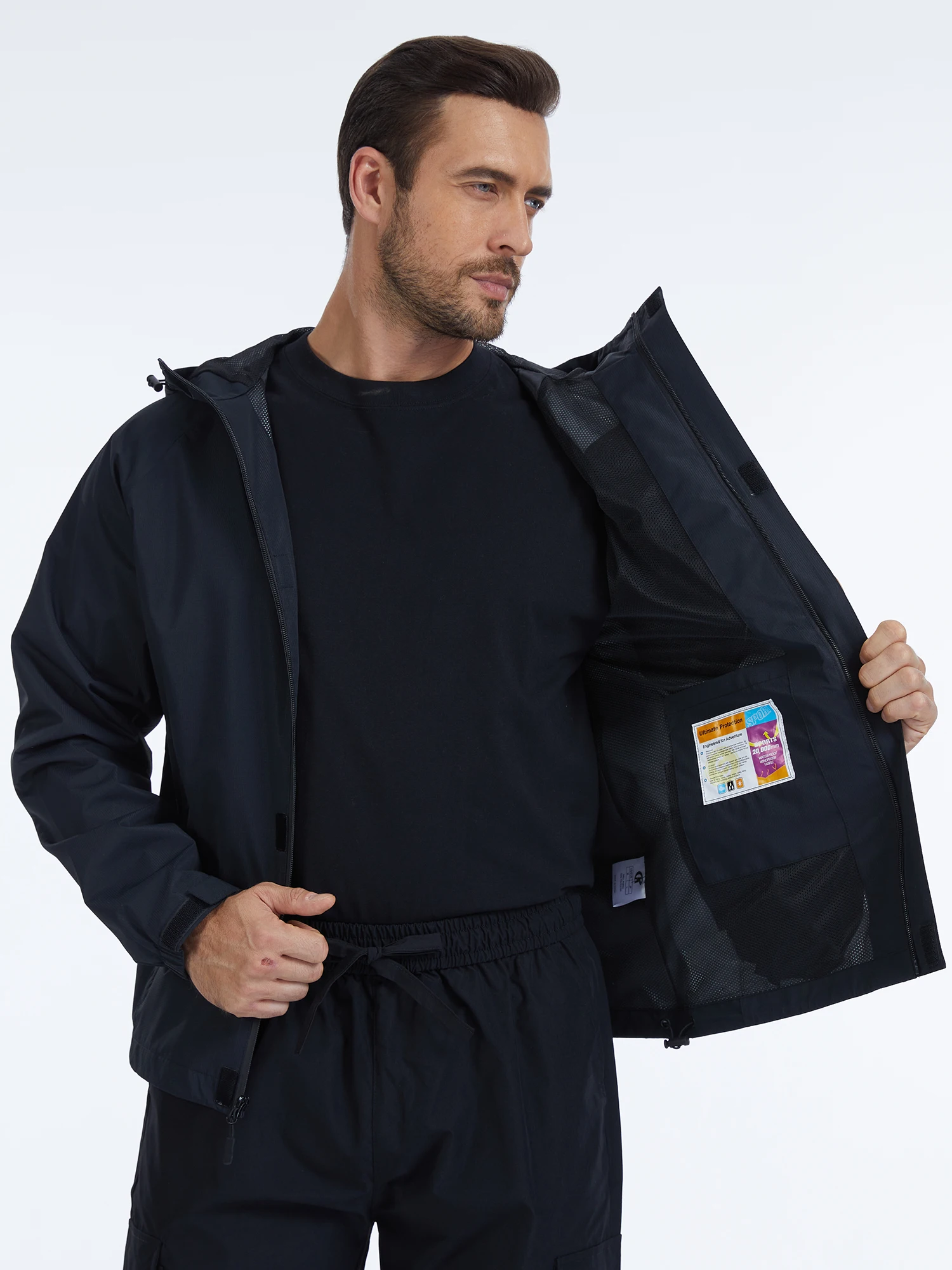 Sommerliche, wasserdichte Regenjacke für Herren, leichte, dünne Regenjacke mit Innentasche, ideal zum Campen, Wandern, Radfahren und Angeln. – Detail 6