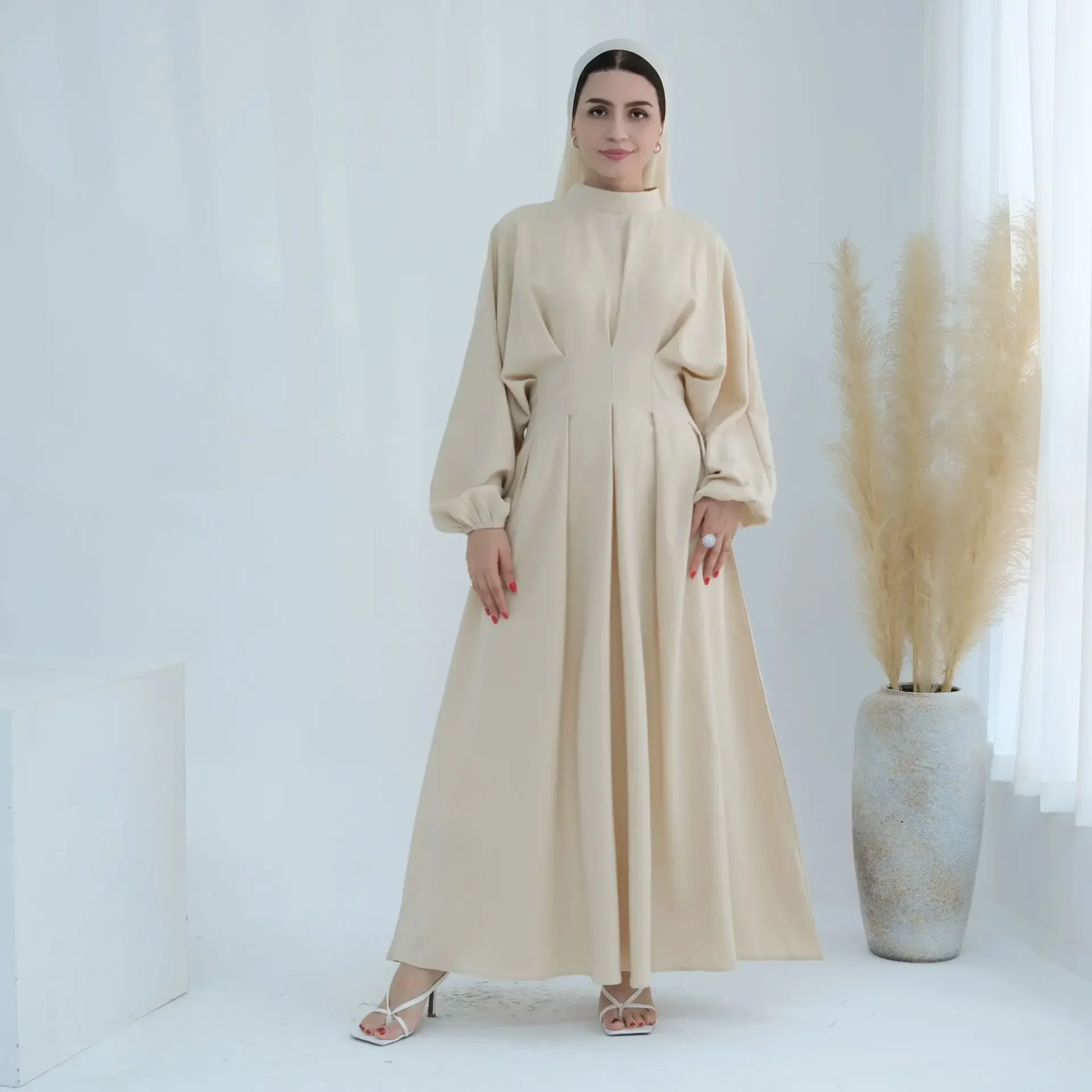 

Elegant Muslim Dress Ramadan Pleated Abaya for Women Slim Waist Long Dress Islamic Clothing Muslim Eid Party Dresses Hijab Robe