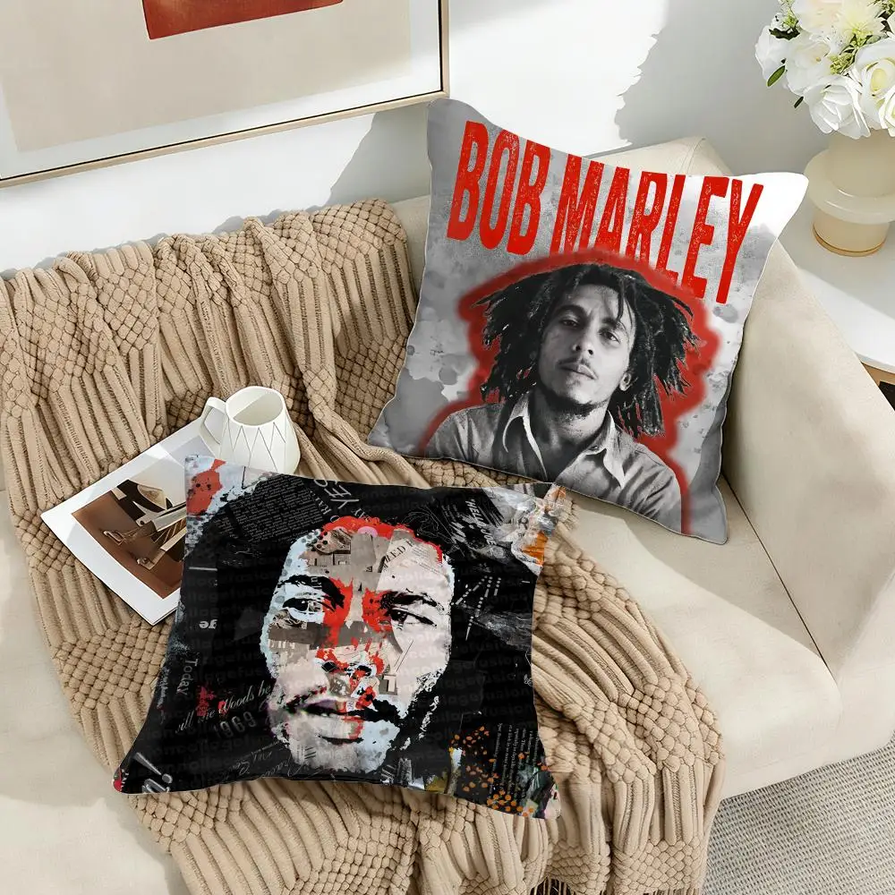 Singer Bob M-Marley Cushion Cover Silky Short Plush Invisible Zipper Dustproof Sofa Pillow Case for Home Decor