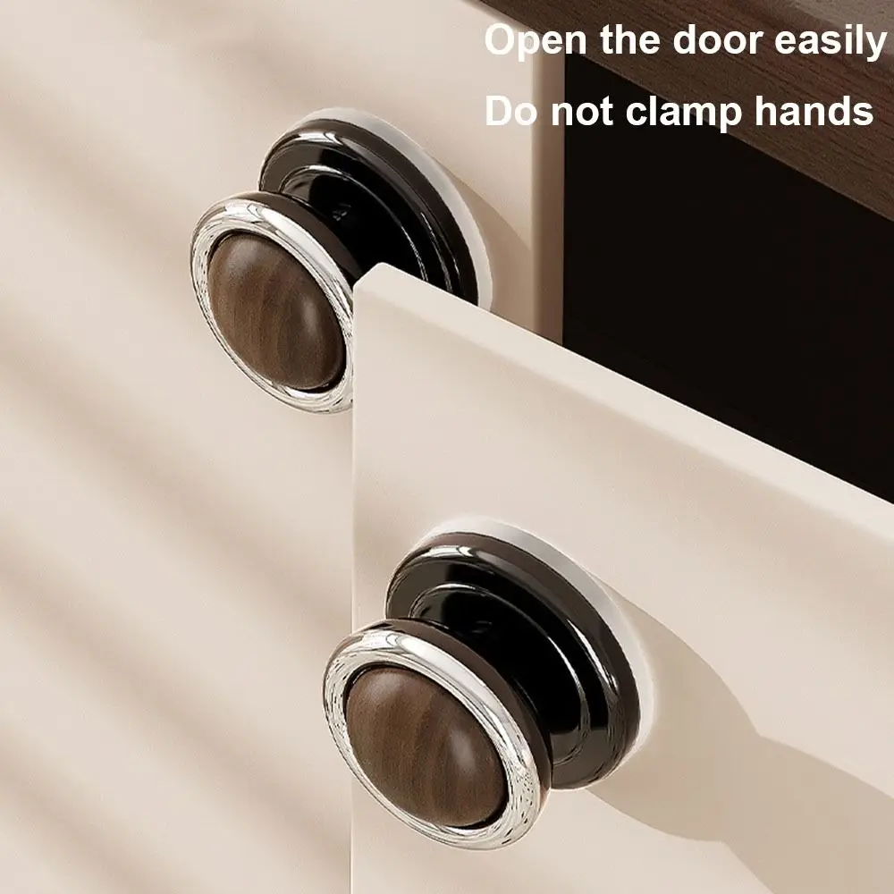 

1/2Pcs Walnut Wood Door and Window Handles Strong Load-bearing Capacity Strong Adsorption Drawer Pull Handles Easy To Install