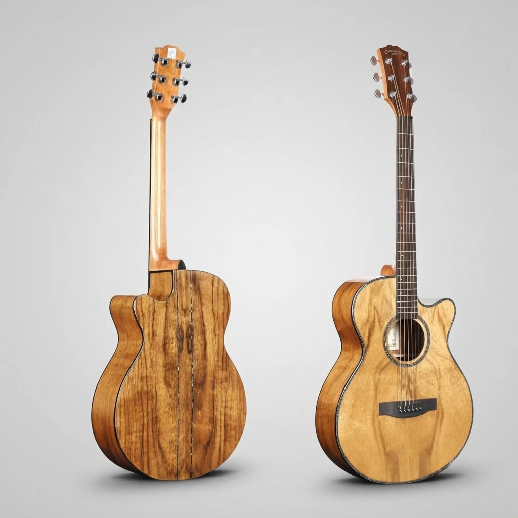 Two-Tone Zebrawood Cutaway Guitar,Spruce Top,Striped Back,Smooth Rosewood Fretboard,Gloss For Entry Players