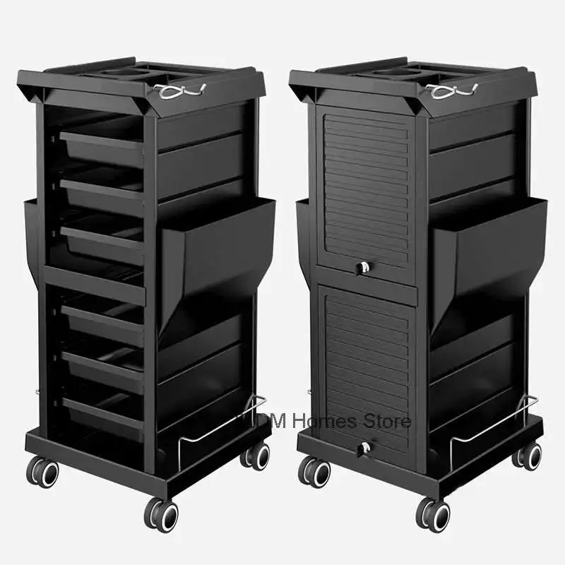 

Nordic Simple Salon Trolley Hairdressing Shop Auxiliary Car with Wheels Multi-functional Salon Furniture Barber Shop Tool Cart
