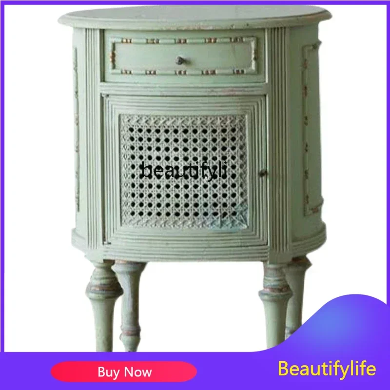 

Vintage Antique Furniture Simple Bedside Table Solid Wood Carved Bedside Cabinet Chest of Drawers