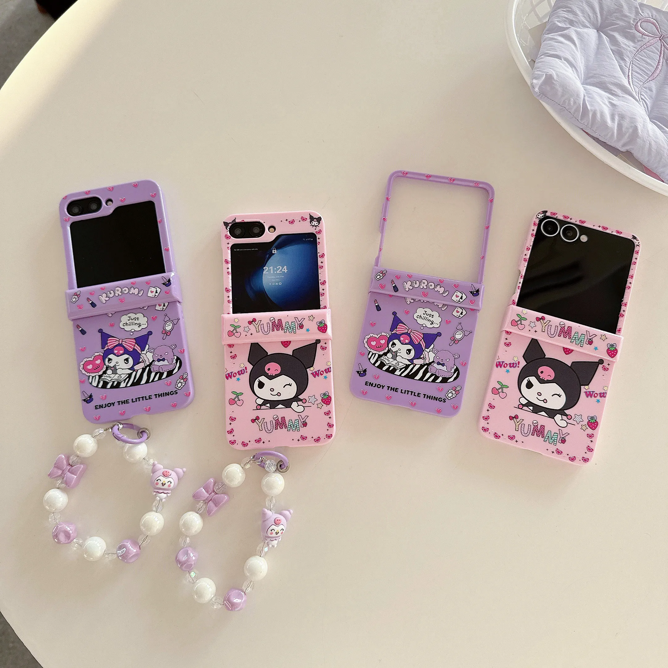 

Korea INS cute Kuromi hinged phone case for Samsung Galaxy Z Flip 7 Z Flip 6 flip5 flip4 3 cover Kawaii new shockproof cover