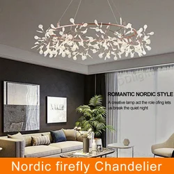 Nordic Hanging Living Room Chandelier Modern Kitchen Firefly Led Ceiling Pendant Lamp Branch Round Luxury Chandelier Lighting