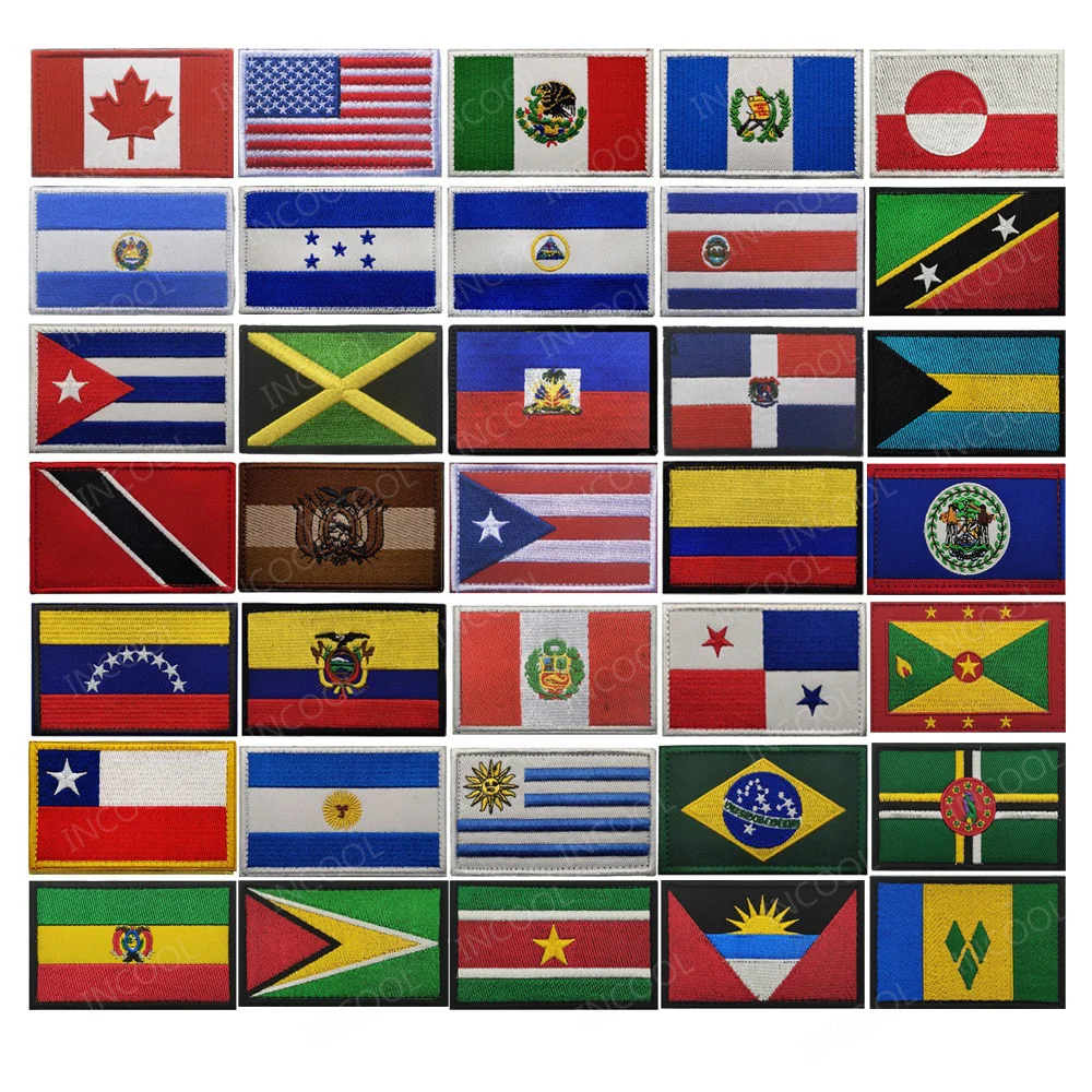 National Flags Embroidery Patches American Suriname Venezuela Belize Bahamas Bolivia Haiti Peru Jamaica Tactical Armband Badges