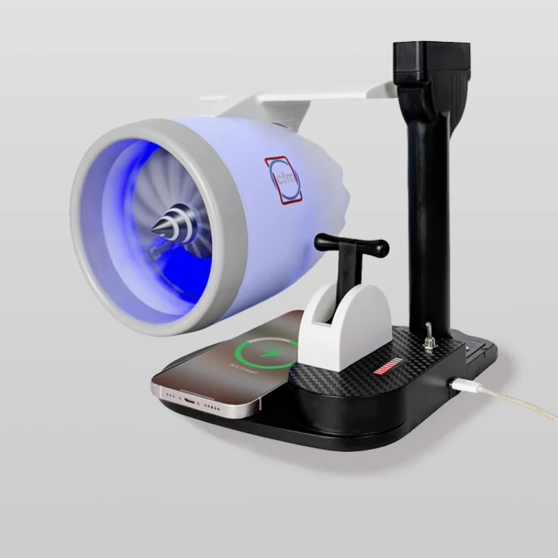USB TurboFan JetFan Aircraft Engine Creative Desktop Small Electric Fan Can Be Wirelessly Charged