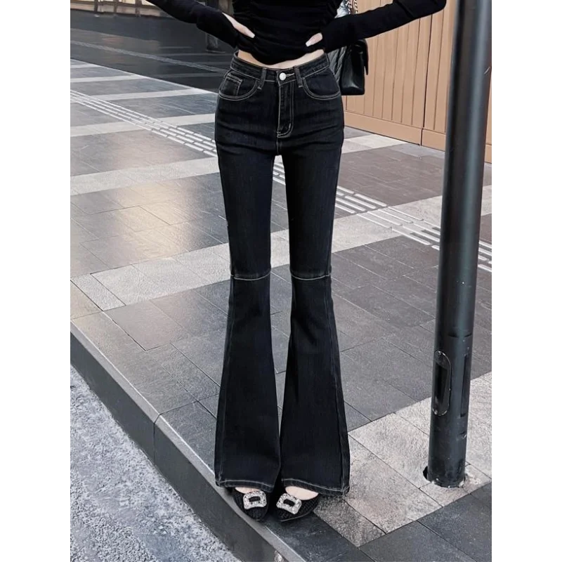 

Черные расклешенные джинсы Hottie для женщин, облегающие модели фигуры, подтягивающие ягодицы, широкие расклешенные брюки длиной до пола