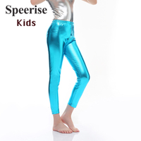 Girls Spandex Shiny Leggings Kids Dancing Trousers Basic Metallic Ballet Jazz Pants Stage Ballet Costume Skinny Boys 3-12Years
