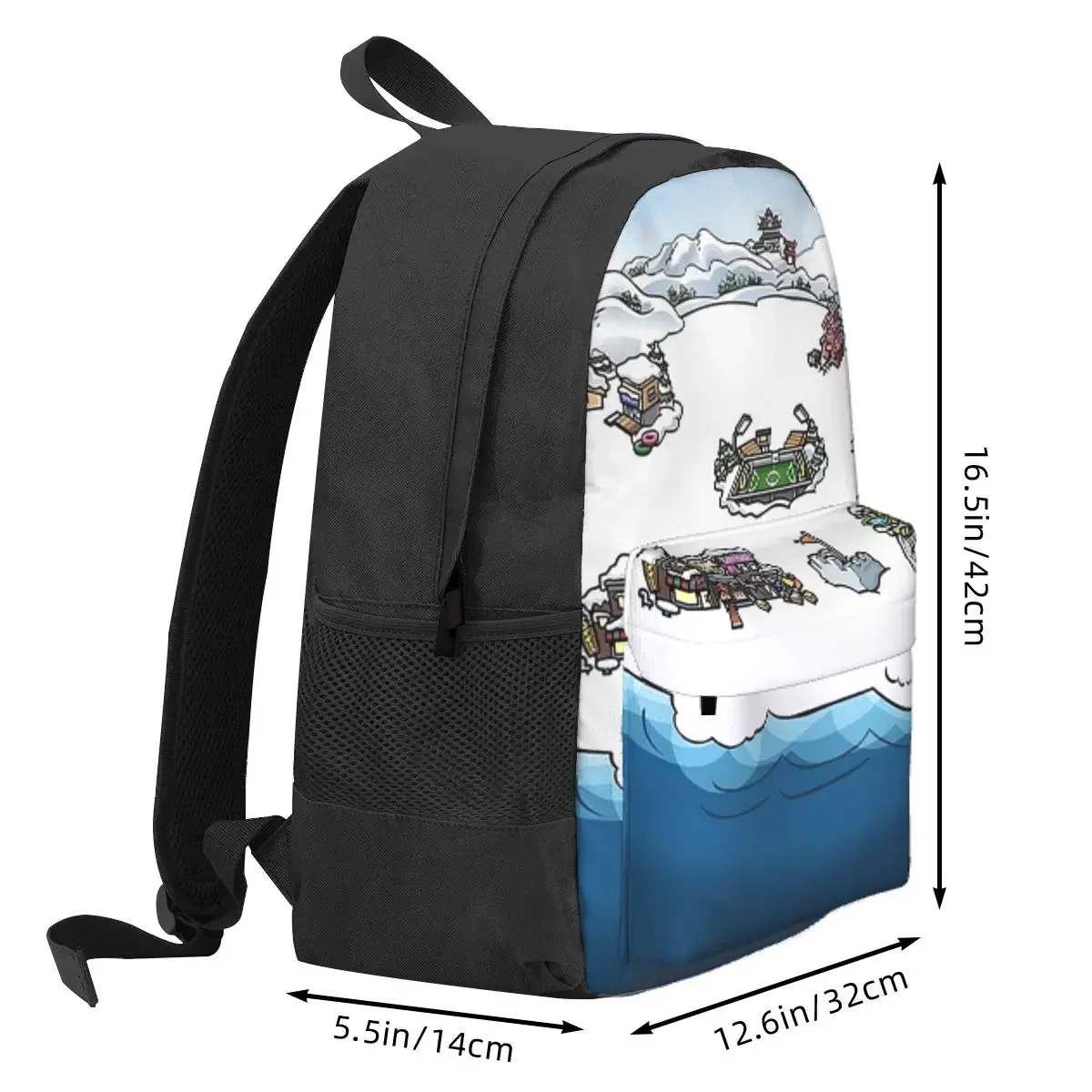 Club Penguin Map Backpack Daypack Large Capacity Kids BookBag School Bag Shoulder Bags for Men Women