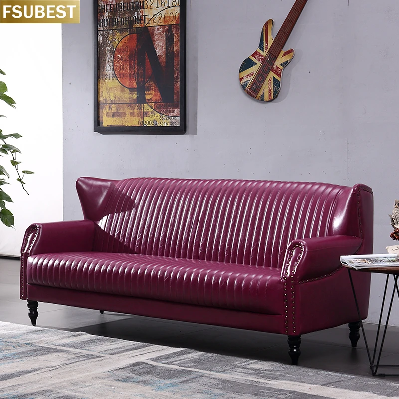 American Style Leather Retro Industrial Style Bar Restaurant Sofa Combination Customize Sofa Chair