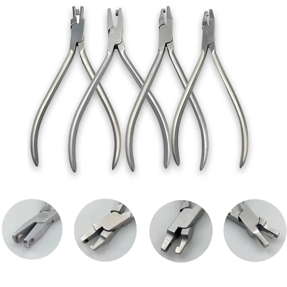 4 PCS Dental Orthodontic Tools Set Thermal Forming Plier Punch Vertical Tear Drop Cutter Aligner Plier Clear Aligners