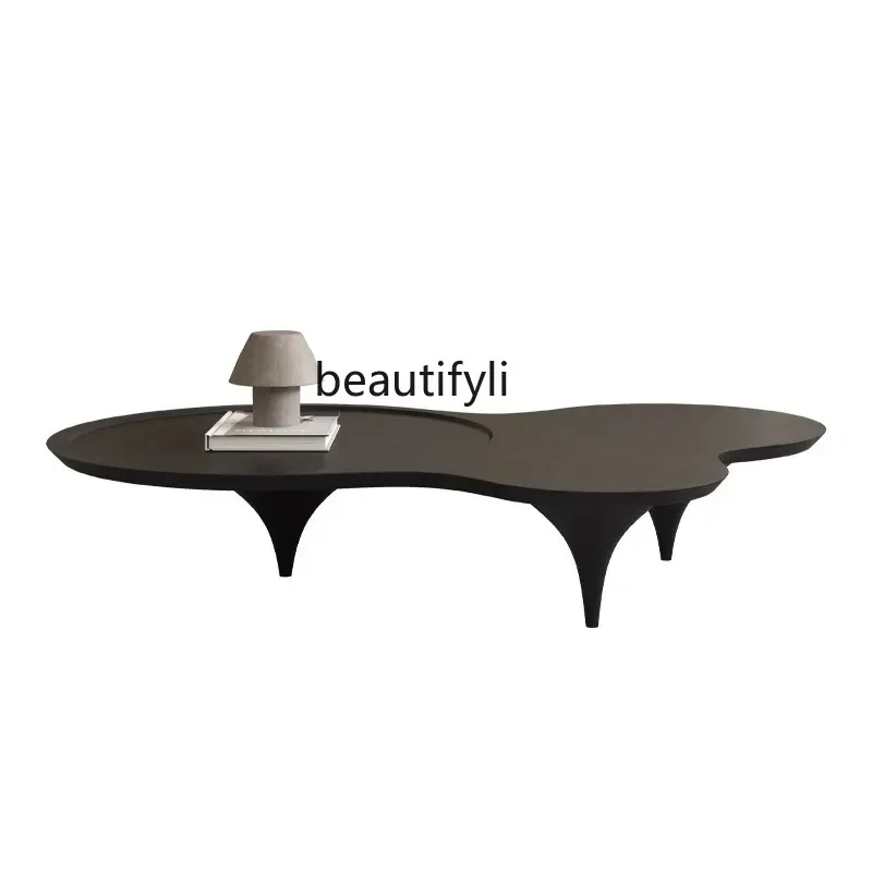 182Q Nordic Simple Modern Living Room Designer Creative Cream Style Wood Foot Small Apartment round Shaped Cloud Tea Table