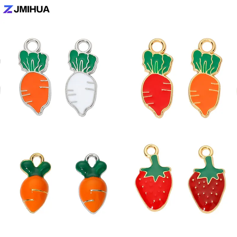 15PCS Enamel Carrots Pendant Charms For Jewelry Making Supplies Crafts Accessories DIY Handmade Earrings Necklaces Bracelets