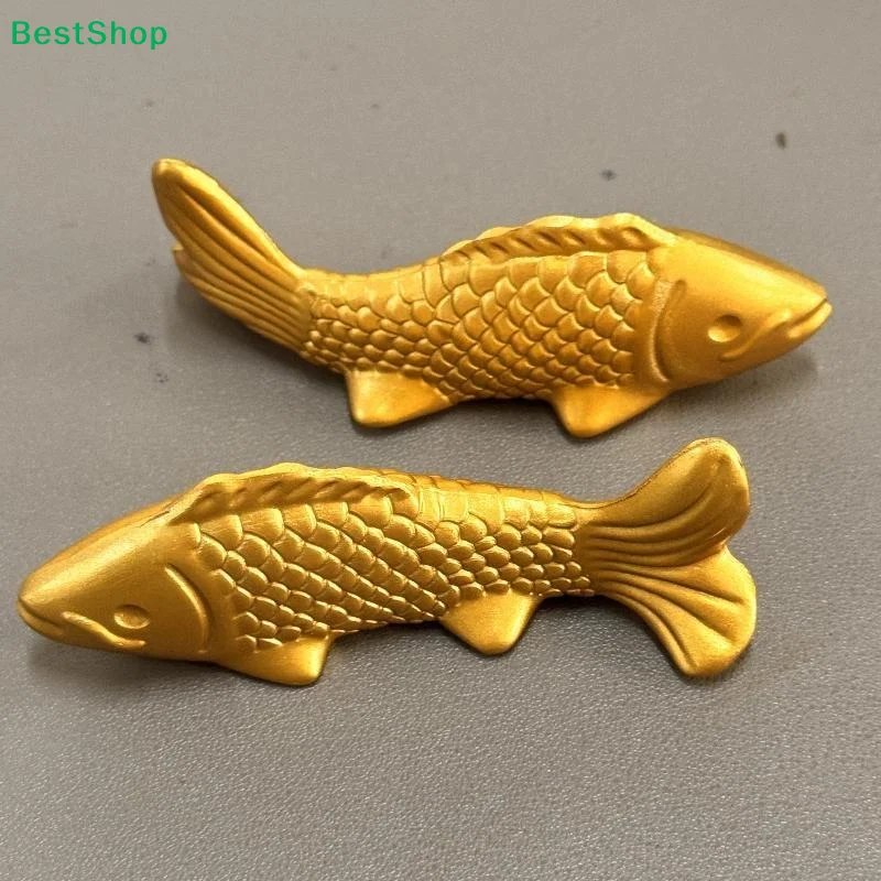 〔G〕Matte Gold Koi Fish Figurines With Detailed Scale Texture For Home Tabletop Decoration Auspicious Gift