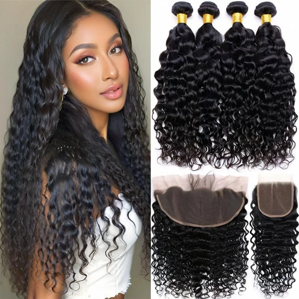 Extensiones de cabello humano MAGICSTONE, extensiones de pelo ondulado brasileño sin procesar 10A, extensiones de cabello humano mechones con ondas de agua de 10 y 30 pulgadas