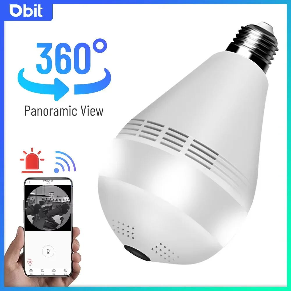 DBIT 와이파이 카메라 E27 전구 CCTV IP 카메라, 360 ° 파노라마 야간 투시경, 보안 보호 감시 카메라, 모바일로 볼 수 있음