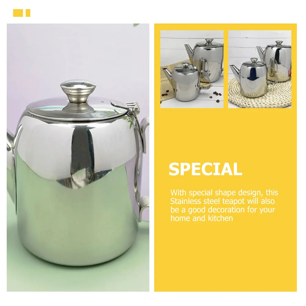 

Stainless Pot Large Capacity Teapot Metal Kettle Home Kitchen Practical Modern Office Use Travel Tea Kettle