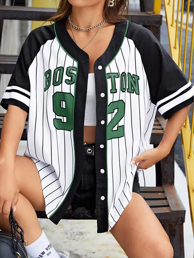 26 boston 92 new york baseball tshirt women fashion trend button streetwear sport top men women training tee baseball jersey